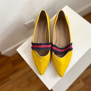 Anthropologie, yellow calf skin flats (barely worn)